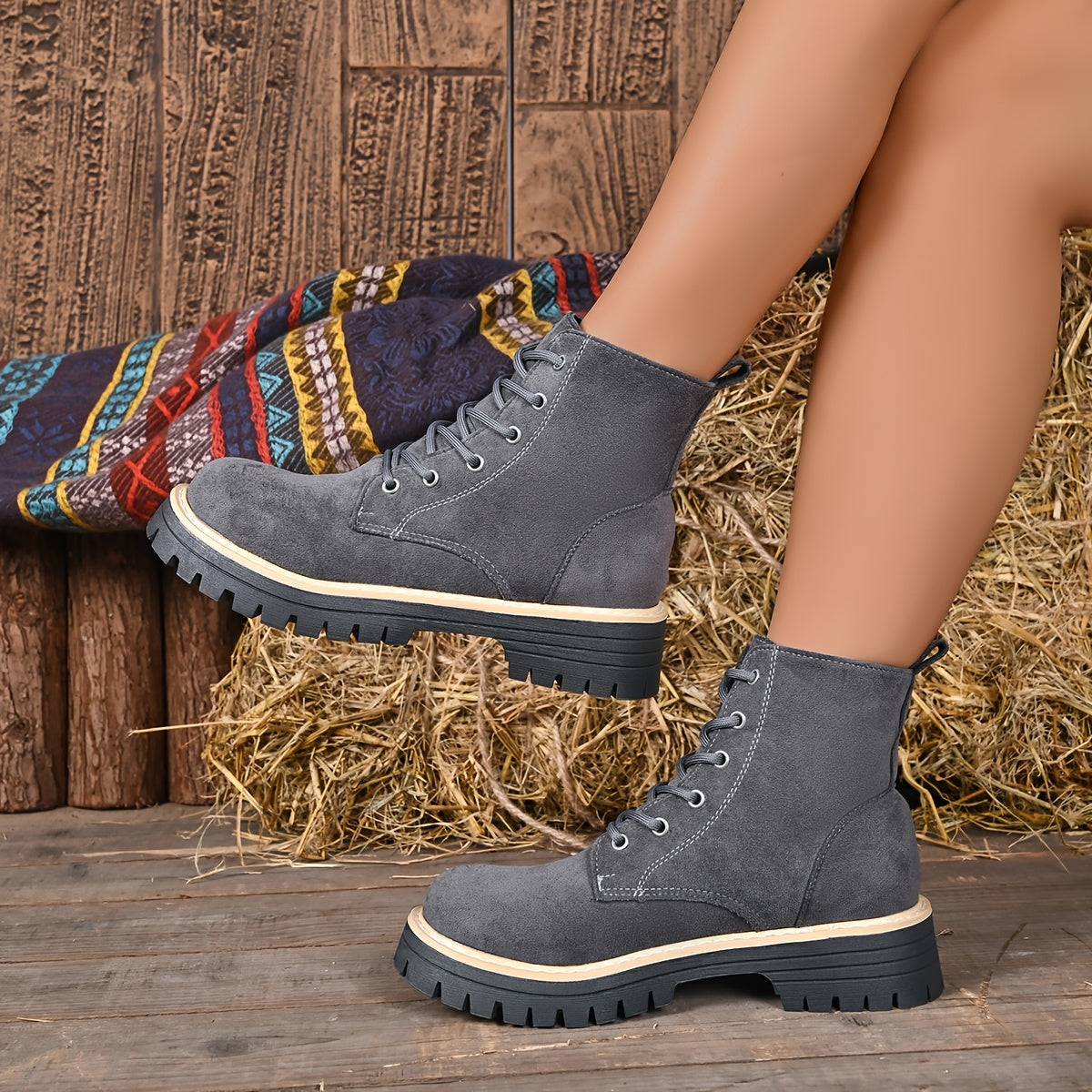 Juniper™ | Suede-Look Lace-Up Platform Boots
