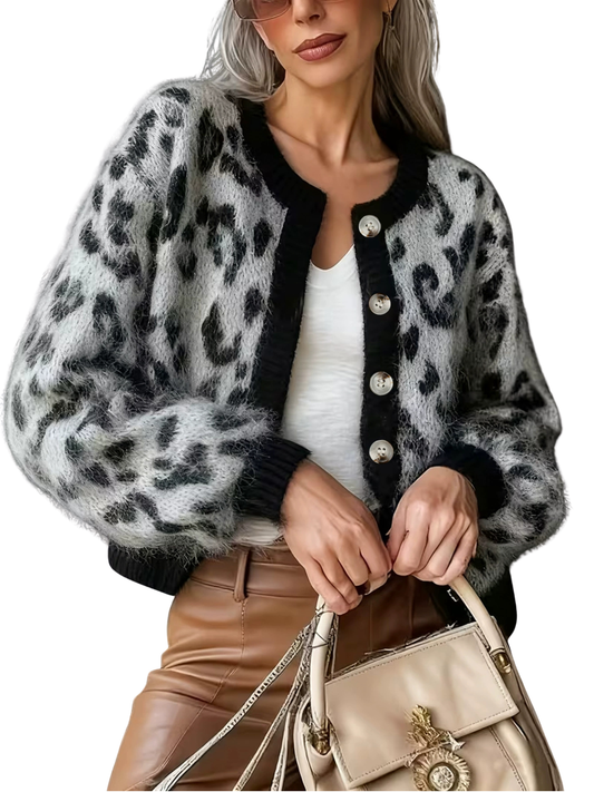 EUDORA | Vintage Style Leopard Cardigan Sweater