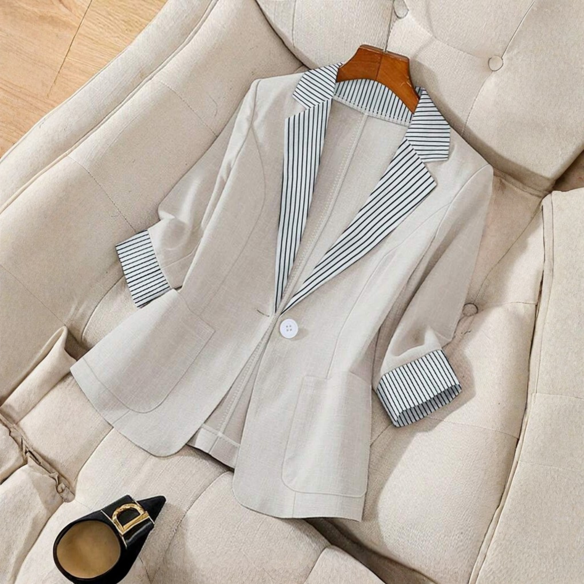 GILLIAN | Classy Button Front Long Sleeve Office Blazer Coat