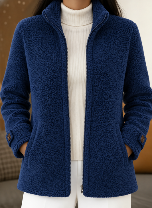 Carissa - Full-Zip Lambswool-Feel Stand Collar Jacket