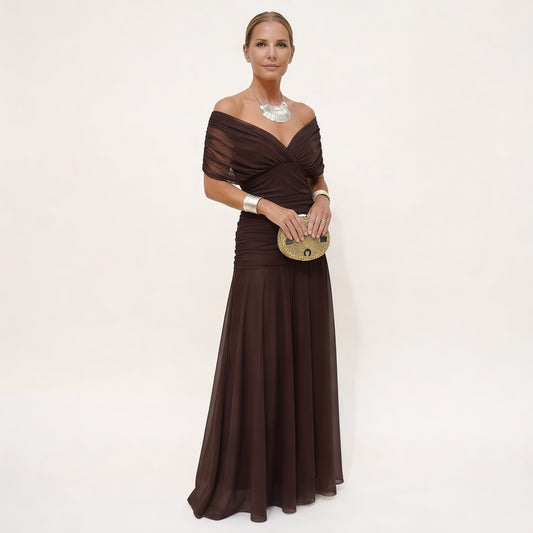 Rosalina | Long Floral V Neck Dress