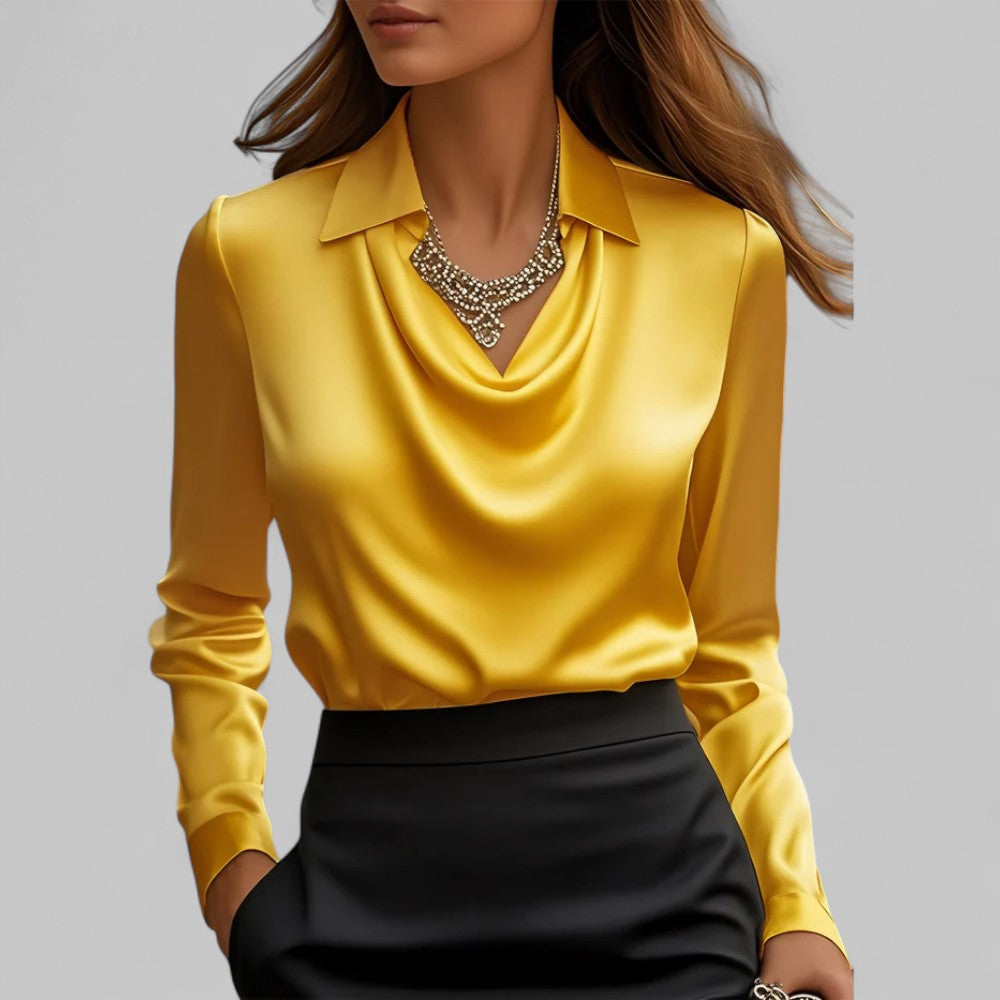Celeste Satin Draped Collar Blouse