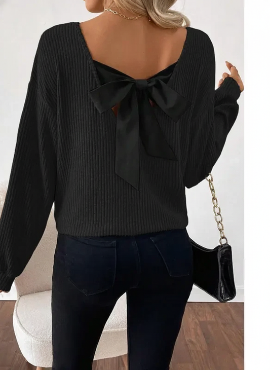 TAYLOR | Women's Casual Loose Fit T-Shirt Back Bow Design