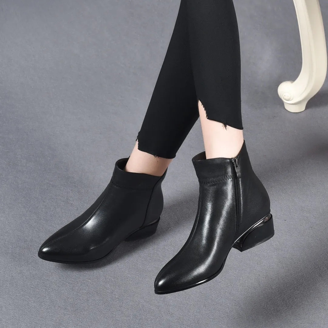 Cressida™ | Pointed-Toe Low Heel Ankle Boots