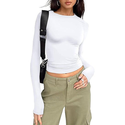 JIHYO | Casual Long Sleeve Round Neck Top