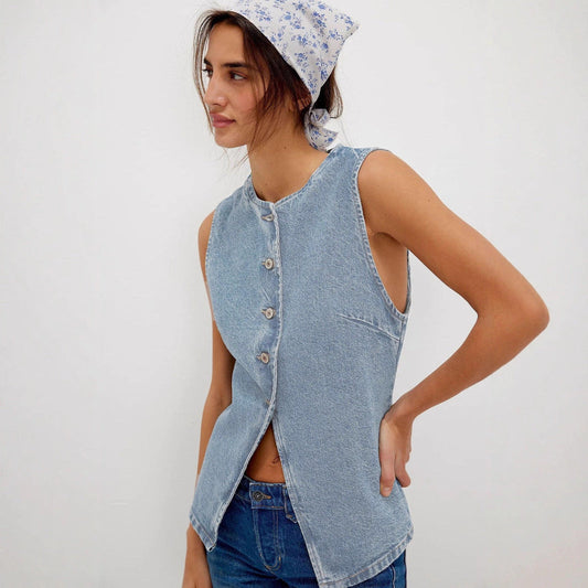 Amelie | Comfy Button Down Sleeveless Vest