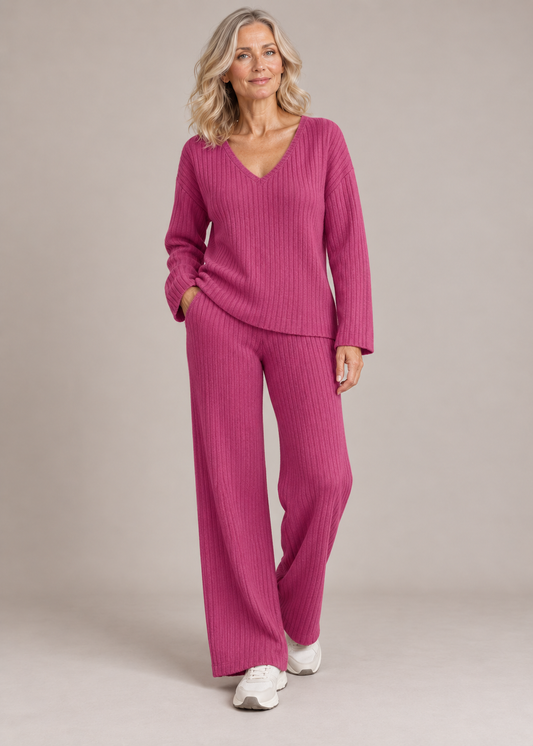Addison™ | Soft Ribbed V-Neck Two-Piece Set