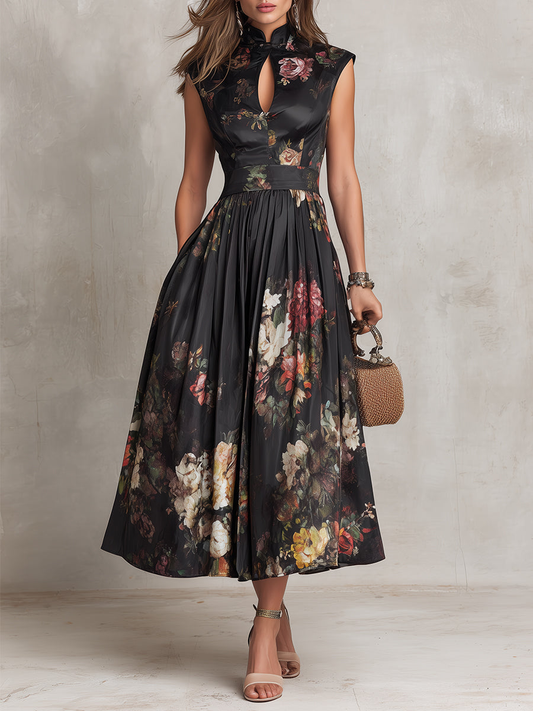 Barbara | Floral Pleated Midi Dress