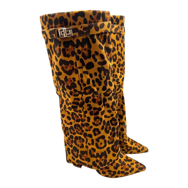 SARAH | Fold-Over Buckle Long Heeled Boots.