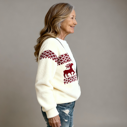 POPPY | COMFORTABLE FLANNEL JUMPER RETRO CHRISTMAS ANIMAL ART FOR WOMEN