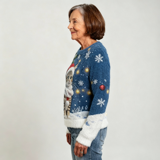 MAISIE | CASUAL FLANNEL JUMPER WITH RETRO ANIMAL ART FOR WOMEN