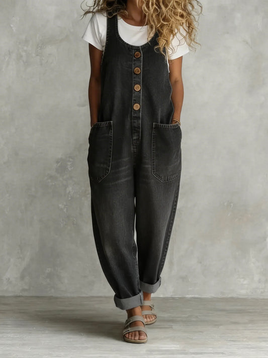 Sabrina | Loose Fitted Denim Jumpsuit