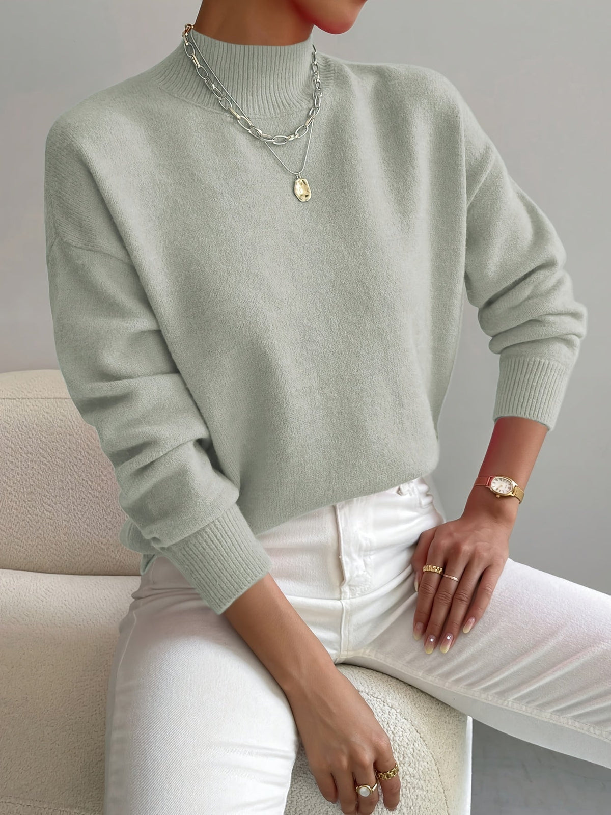 Eleanor™ Soft Mock Neck Knit Sweater
