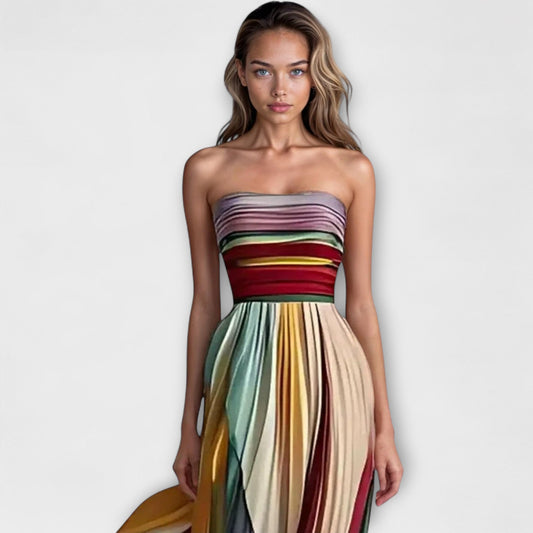 Marigold | Bold & Flowing Strapless Dress