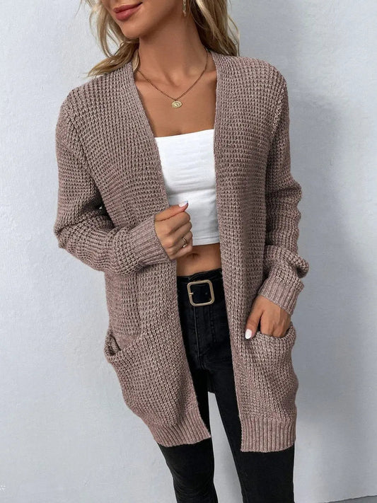Lexington Women's Open-Front Waffle-Knit Relaxed Cardigan Jumper