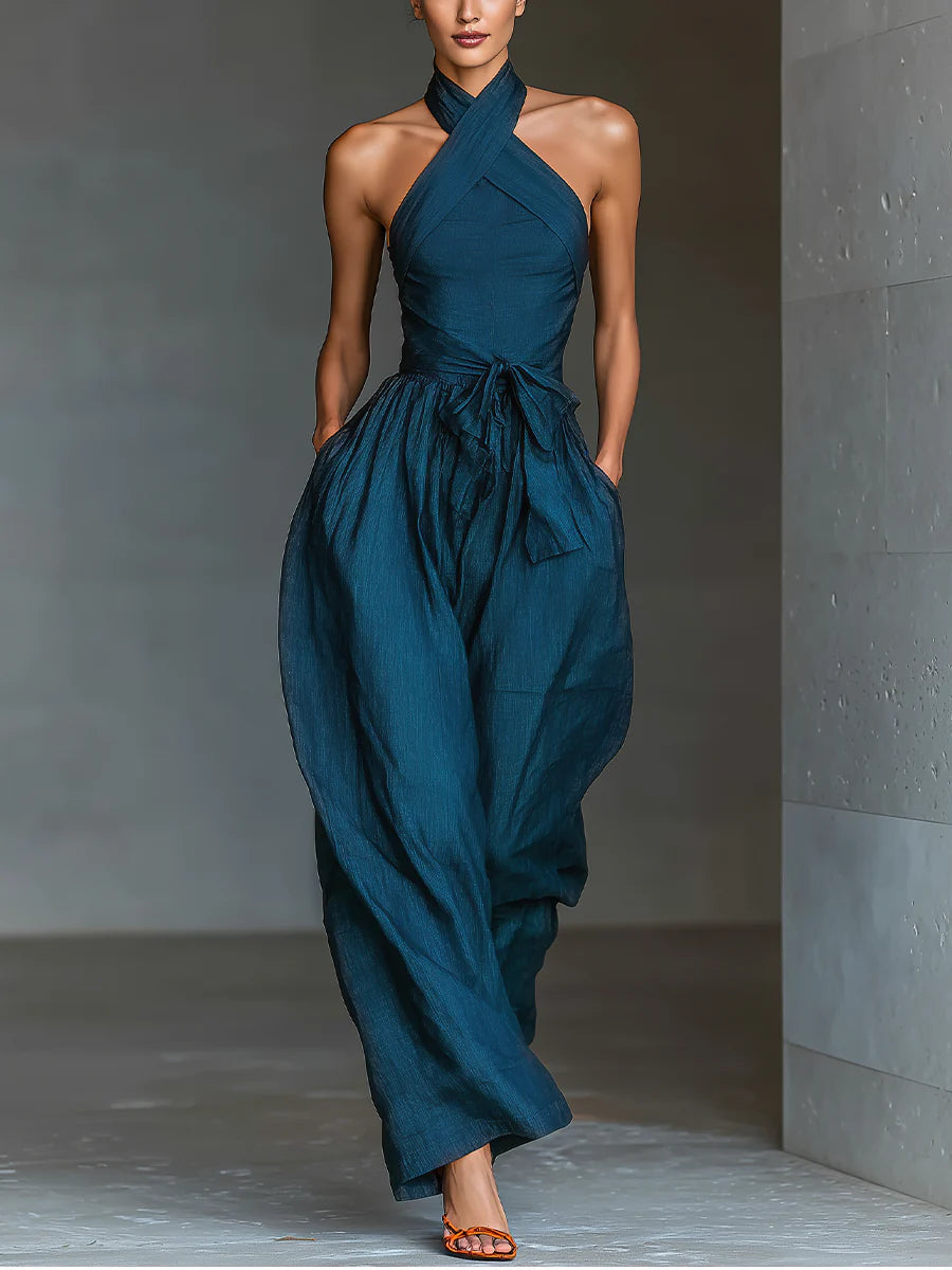 Alora | Halter Wide-Leg Jumpsuit