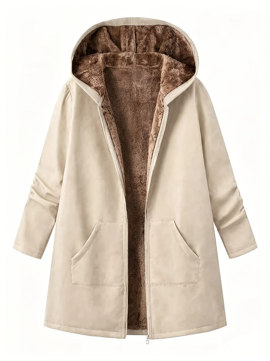The Elowen™ – Sherpa-Lined Hooded Coat