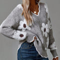 THEA – ELEGANT V-NECK FLORAL SWEATER