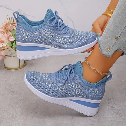 Seraphina™ | Rhinestone Knit Wedge Trainers