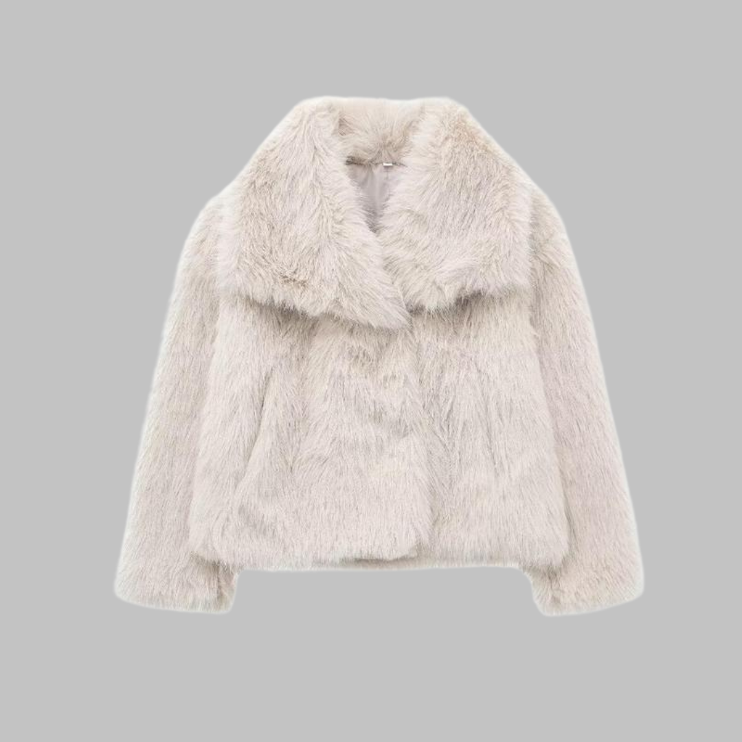 Elsie | Classy Long Sleeve Collared Fuzzy Coat