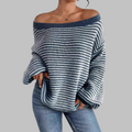 POSHIKO | Casual Striped Drop Shoulder Long Sleeve Sweater