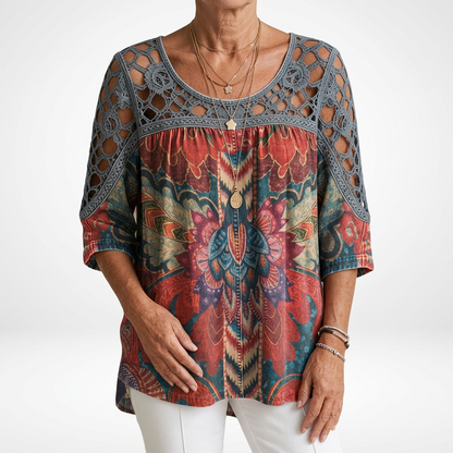 Sylvia™ — Ethnic Bohemian Print Blouse