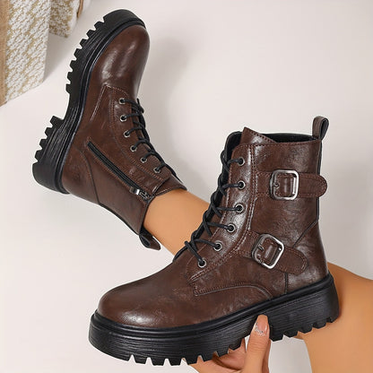 Winona™ | Buckle Lace-Up Ankle Boots
