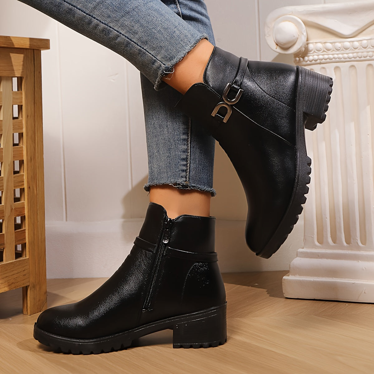 Elegante damesschoenen, stijlvolle dameschoenen, dames Knight winter outdoor kerstcadeau, verdikte korthoge laarzen met pluche voering, comfortabel, koudebestendig, antislip, slijtvast en warme korthoge laarzen 1
