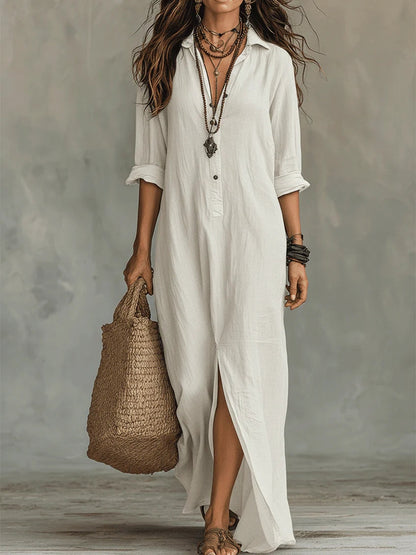Aveline | Loose-Fitting Maxi Dress with Buttons