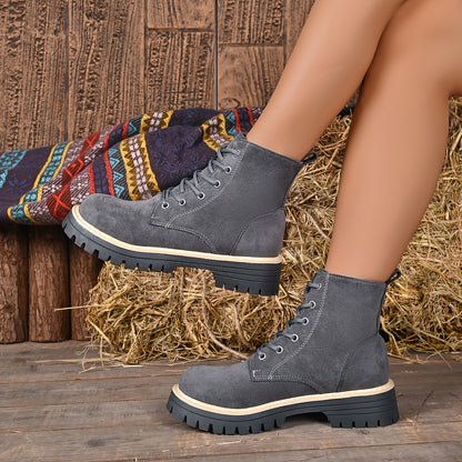 Juniper™ | Suede-Look Lace-Up Platform Boots