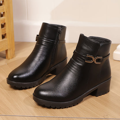 Elegante damesschoenen, stijlvolle dameschoenen, dames Knight winter outdoor kerstcadeau, verdikte korthoge laarzen met pluche voering, comfortabel, koudebestendig, antislip, slijtvast en warme korthoge laarzen 1