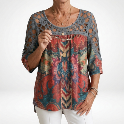 Sylvia™ — Ethnic Bohemian Print Blouse