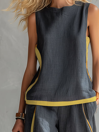 Lydia | Contrast Vest & Trouser Set