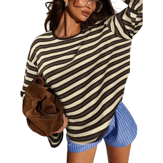 ROSINA | Classic Striped Long Sleeve Fitted Top