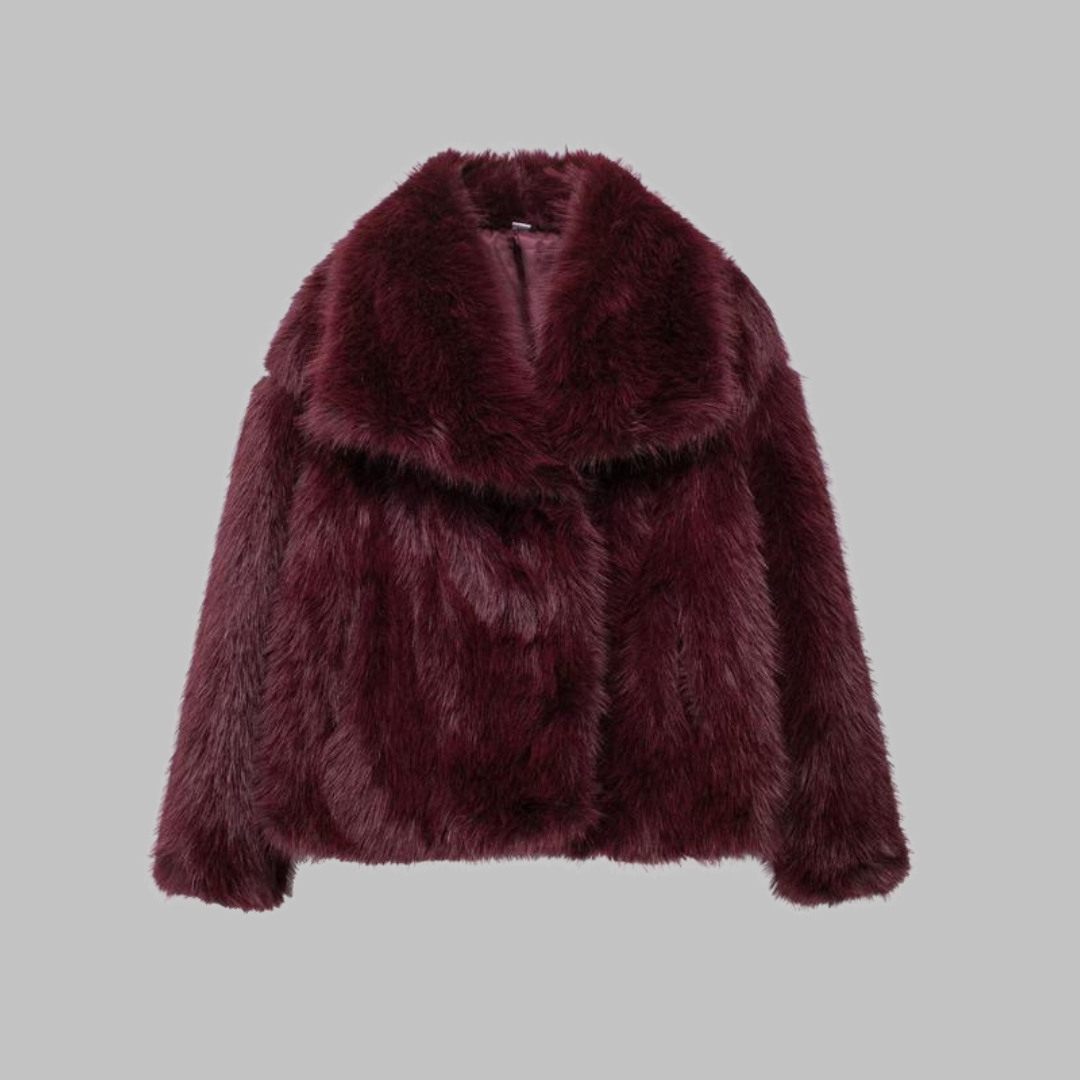Elsie | Classy Long Sleeve Collared Fuzzy Coat