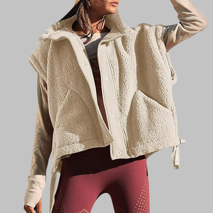RAY | Comfy Warm Fleece Sleeveless Button Down Vest