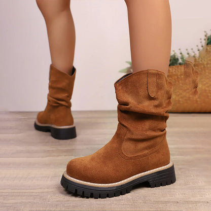 Suede Platform Martin Boots
