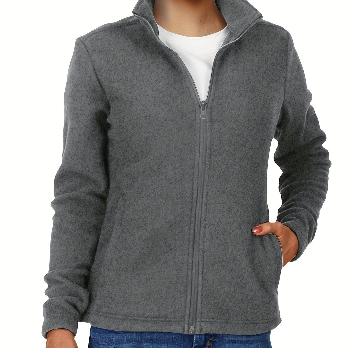 33, 0.0cm Dames Sport Fleece Jas, Volledige Ritssluiting Warme Zachte Polar Lange Mouw Fitness Lichtgewicht Jas met Zakken voor Winter Klassieke Pasvorm Jas