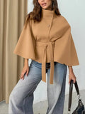 THELMA | Women’s Front Buckle Belted Wool Cape Coat