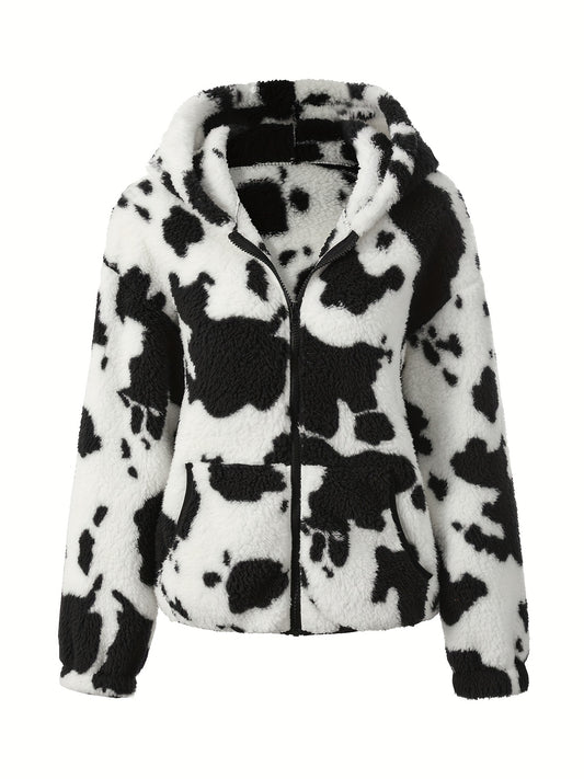 Mabel | Cow Print Teddy Jacket
