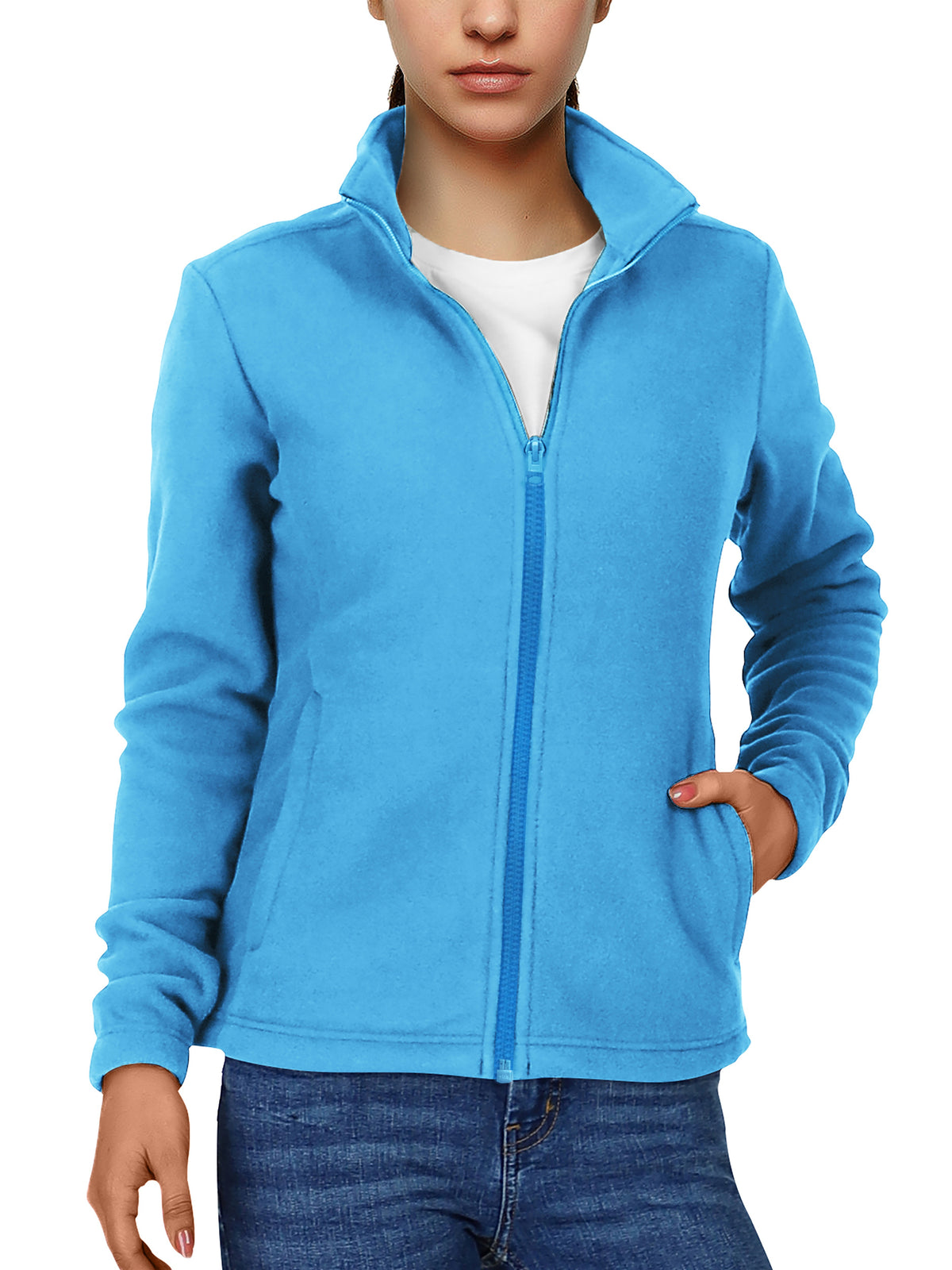 33, 0.0cm Dames Sport Fleece Jas, Volledige Ritssluiting Warme Zachte Polar Lange Mouw Fitness Lichtgewicht Jas met Zakken voor Winter Klassieke Pasvorm Jas
