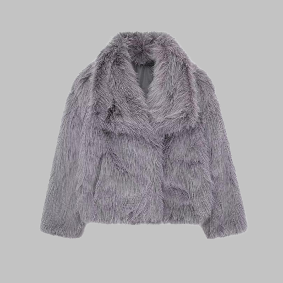 Elsie | Classy Long Sleeve Collared Fuzzy Coat