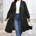 AVRIL | Plus Size Drawstring Zip-Up Long Sleeve Hooded Coat