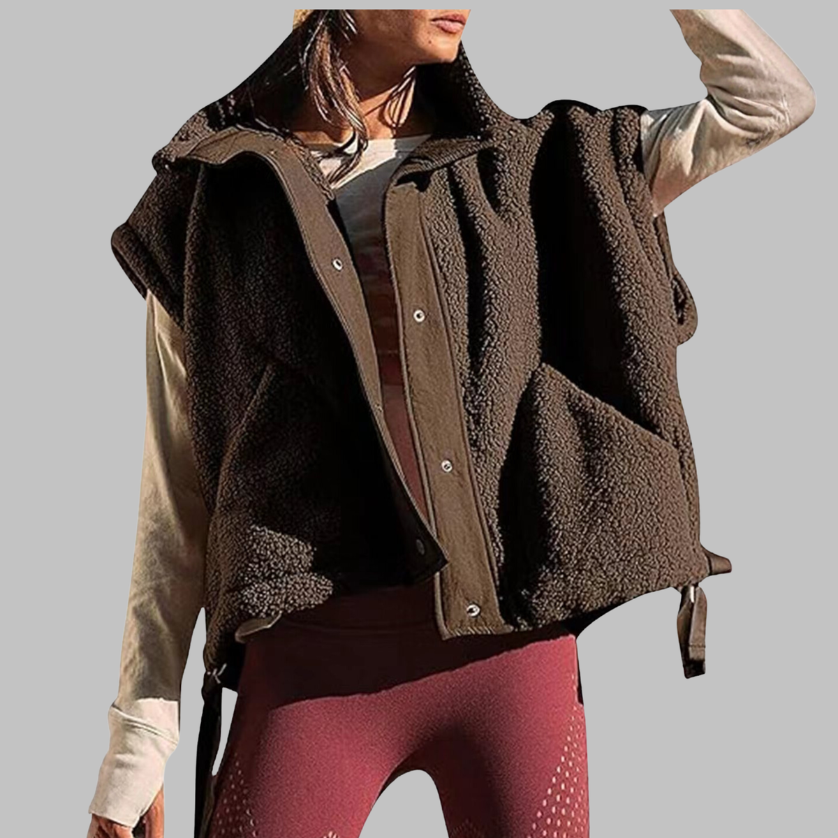 RAY | Comfy Warm Fleece Sleeveless Button Down Vest