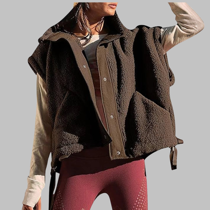 RAY | Comfy Warm Fleece Sleeveless Button Down Vest
