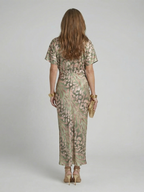 VIVETTE | ABSTRACT PRINT TWIST WAIST MIDI DRESS