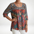 Sylvia™ — Ethnic Bohemian Print Blouse