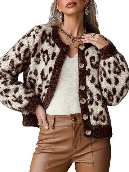 EUDORA | Vintage Style Leopard Cardigan Sweater