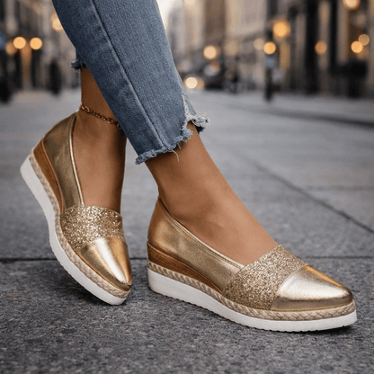 Amelia™ | Luxe Glitter Wedge Sneakers