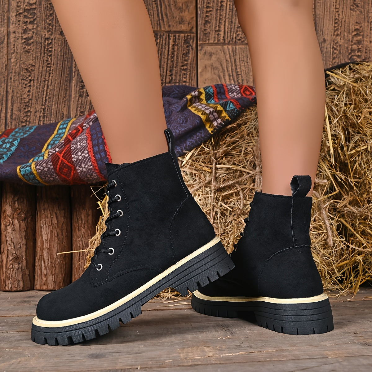 Juniper™ | Suede-Look Lace-Up Platform Boots